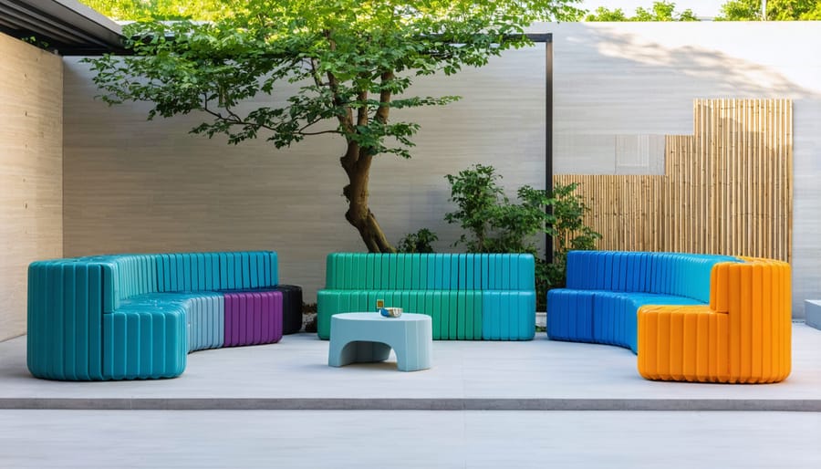 Modern outdoor patio chair made from recycled plastic materials