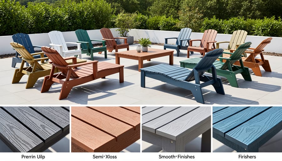 Close-up of recycled plastic material samples in various colors and textures