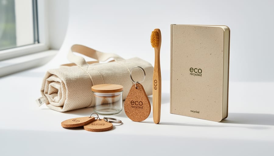 Close-up of eco-friendly outdoor accessories and planters made from recycled materials